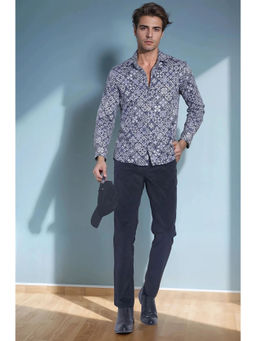 CRIMSOUNE CLUB - Men's Grey Printed Shirt