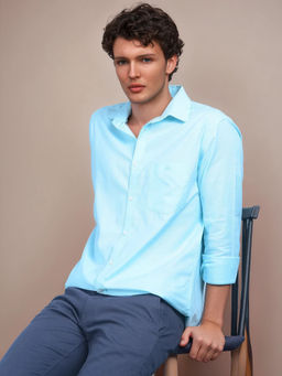CRIMSOUNE CLUB - Mens Blue Cotton Shirt