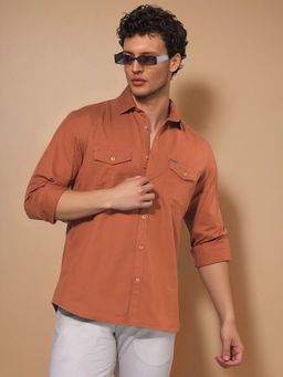 CRIMSOUNE CLUB - Men Brown Cotton Casual Shirt
