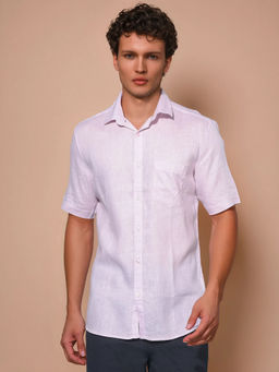 CRIMSOUNE CLUB - Men's Pink Linen Shirt