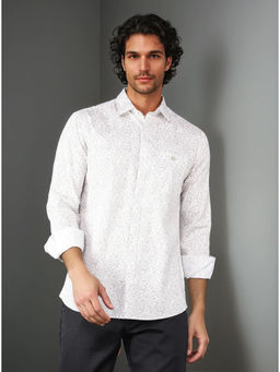 CRIMSOUNE CLUB - Mens Olive Printed 100% Cotton Shirt