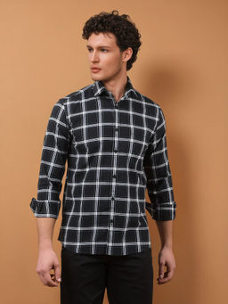 CRIMSOUNE CLUB - Black Checked Cotton Shirt