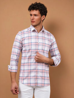 CRIMSOUNE CLUB - Pink Checked Cotton Shirt