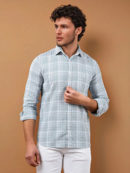 CRIMSOUNE CLUB - Grey Checked Cotton Shirt