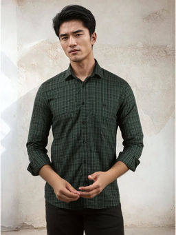 CRIMSOUNE CLUB - Green Checked Cotton Shirt