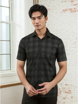 CRIMSOUNE CLUB - Green Checked Cotton Shirt