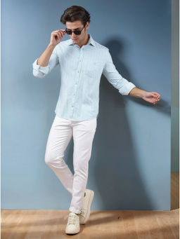 CRIMSOUNE CLUB - Blue Vertical Stripes Cotton Shirt