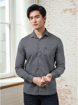 CRIMSOUNE CLUB - Navy Blue Printed Shirt