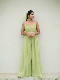 Femme Sequel - Lime Green Chiffon Jumpsuit