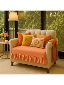 THROW PILLOW - Peach Pleated Sofa Cover