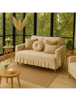 THROW PILLOW - Neutral Pleated Sofa Cover