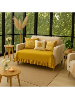 THROW PILLOW - Mustard Pleated Sofa Cover