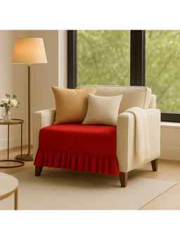THROW PILLOW - Red Pleated Sofa Cover