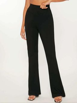 BROADSTAR - Women High-Rise Stretchable Black Flared Fit Bootcut Trousers