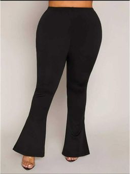 BROADSTAR - Women High-Rise Stretchable Black Flared Fit Bell Bottom Trousers