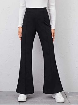 BROADSTAR - Women High-Rise Stretchable Black Bootcut Trousers