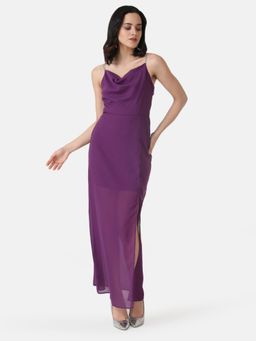 Kazo - Purple Cowl Neck Maxi Dress