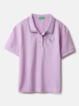 United Colors of Benetton - Purple Solid Polo T-Shirt with Contrast Jac. Tipping