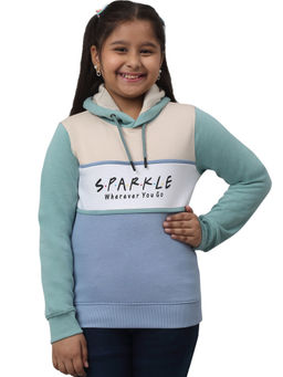 Cantabil - Girls Sky Blue Colorblock Full Sleeves Sweatshirt