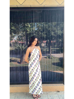 HOUSE OF SAL - Printed Backless Satin Maxi Dress