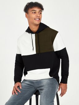 Styli - Multi Colorblock Hoodie with Kangaroo Pocket Detail