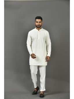 Simaaya - White Embroidered Kurta with Pant (Set of 2)