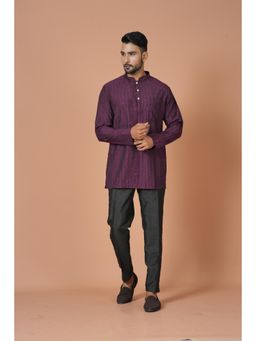 Simaaya - Purple Embellished/Sequined Silk Kurta with Pant (Set of 2)