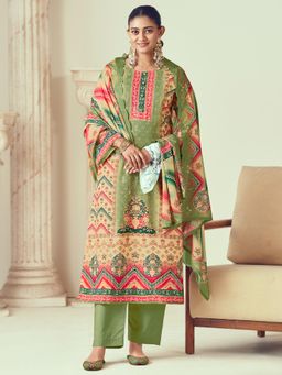 Stylee LIFESTYLE - Green Lawn Cotton Printed Unstitched Dress Material
