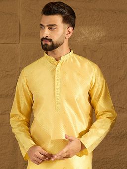 ETHNIC BAY - Men's Green Polyester Embroidered Straight Kurta