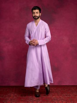 Abhishti Paneled Angrakha Kurta-Lavender