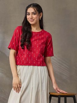 Fabindia - Red Cotton Printed Short Top