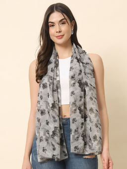 Trend Arrest - Grey Distorted Print Scarf