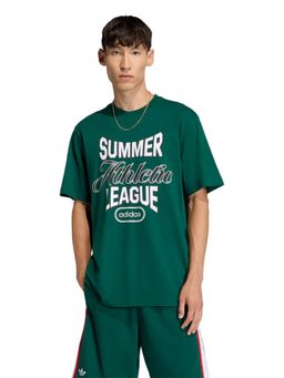adidas Originals - Men Green Summer League Varsity Gfx Text Printed T-shirt