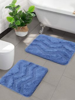 Saral Home - Anti-Slip Bathmat (Blue, Cotton, Standard Size)