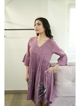 AADEWS - Abhi Purple Embroidered Mini Dress