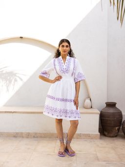 AADEWS - Anna White Embroidered Mini Dress