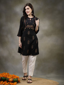 Nayam by lakshita - Black Printed Kurti