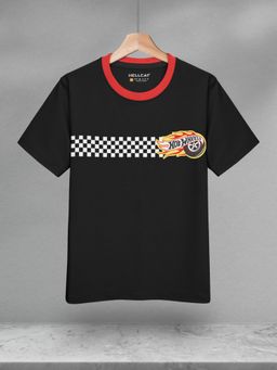 HELLCAT - Boys Black Cotton Blend Printed Regular Fit T-Shirt