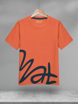 HELLCAT - Boys Orange Cotton Blend Printed Regular Fit T-Shirt