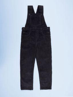 KiddoPanti - Boys Navy Blue Solid Cotton Corduroy Dungarees