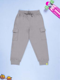 KiddoPanti - Boys Multi-Color Cotton Knit Solid Cargo Joggers (Pack of 2)