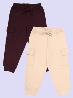 KiddoPanti - Boys Multi-Color Solid Fleece Cargo Pocket Joggers (Pack of 2)
