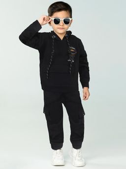 BAD BOYS - Boys Black Cool Hoodie with Patch and Joggers
