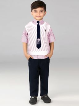 BAD BOYS - Lavender Stylish Shirt Sleeveless T-Shirt with Pant and Tie