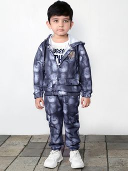 BAD BOYS - Navy Blue Printed Jacket with Fun T-Shirt and Joggers