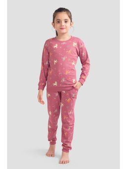 PLUM TREE - Girls Pure Cotton Unicorn Printed Full Sleeve Co-ord Set