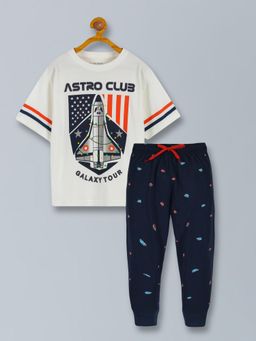 PLUM TREE - Boys Cotton Printed T-Shirt and Joggers
