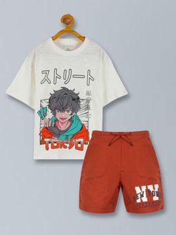 PLUM TREE - Boys Cotton Printed T-Shirt and Shorts