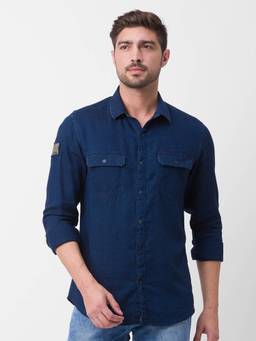 Spykar - Dark Blue Cotton Full Sleeve Denim Shirt for Men