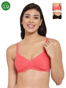 Inner Sense - Organic Cotton Antimicrobal Padded T-Shirt Bra -Pack Of 3 -Multi-Color